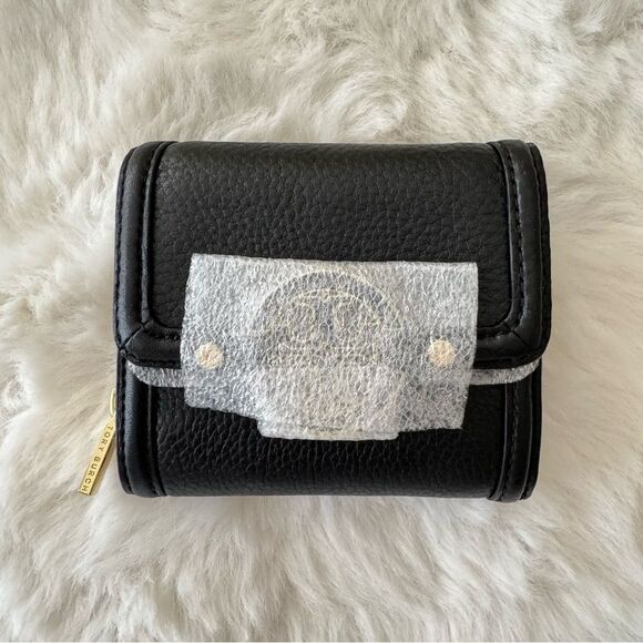 Tory Burch Amanda Trifold Compact Wallet with Zip-around Pouch Black - Picture 13 of 14